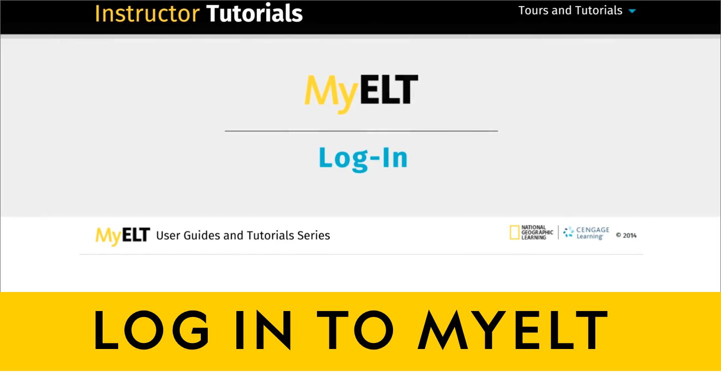 MyELT Instructor Tutorials: Log-in