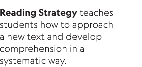 Reading Strategy teaches students how to approach a new text and develop comprehension in a systematic way  