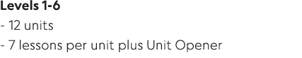 Levels 1-6 - 12 units - 7 lessons per unit plus Unit Opener