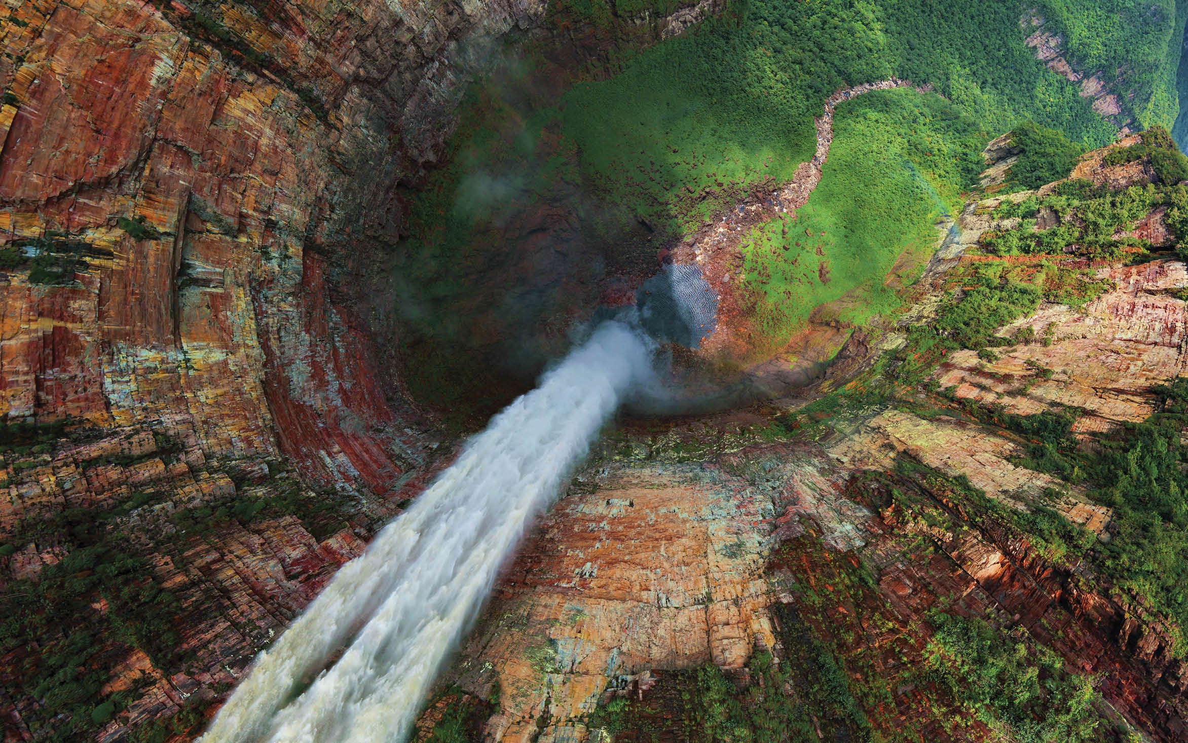 Aerial image of Churun-Meru (Dragon) waterfall